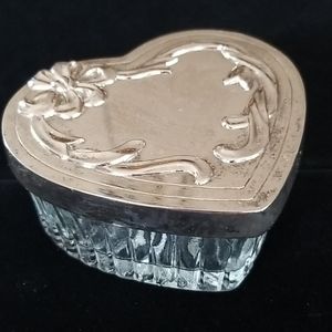 Vintage Crystal Silverplate Heart Keepsake Box